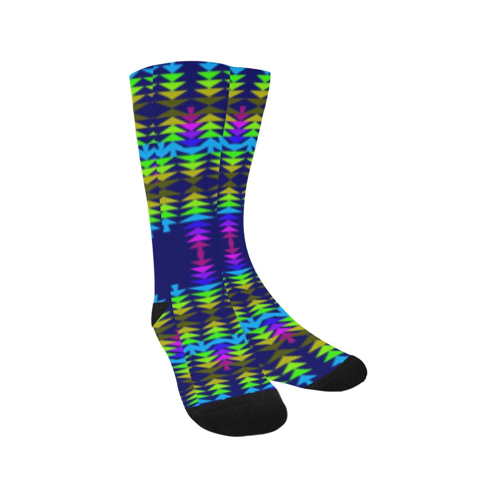 Dark Blue Sage with Eagle Feather Trouser Socks Trouser Socks e-joyer