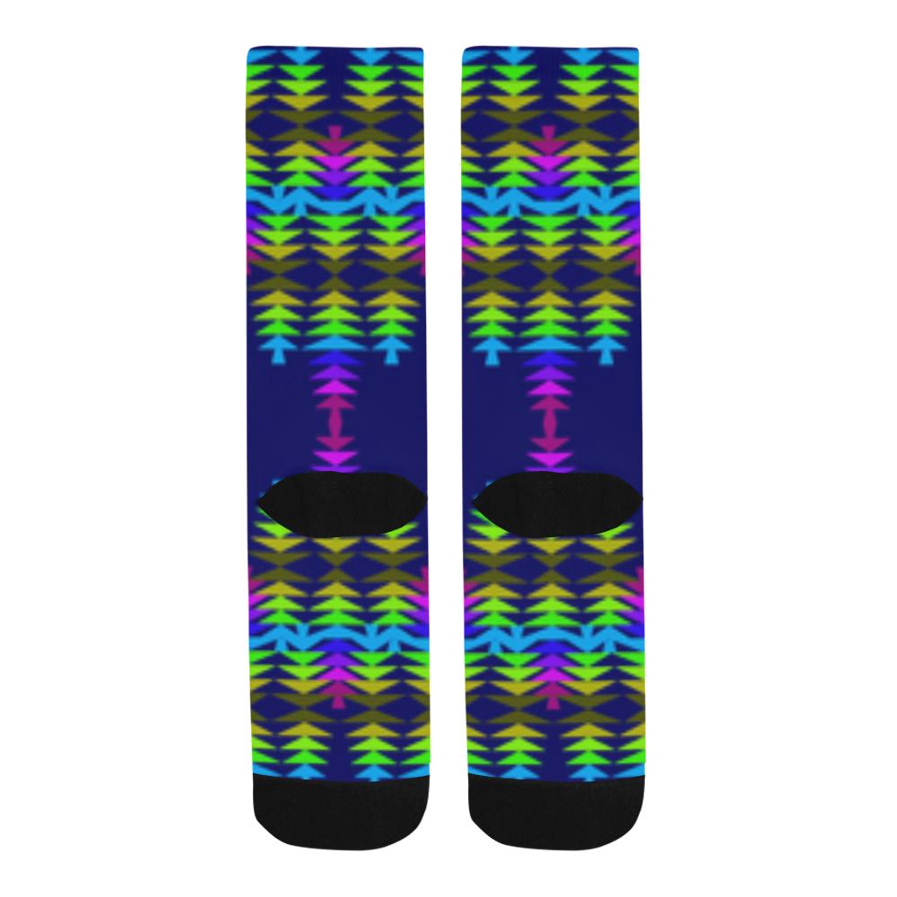 Dark Blue Sage with Eagle Feather Trouser Socks Trouser Socks e-joyer