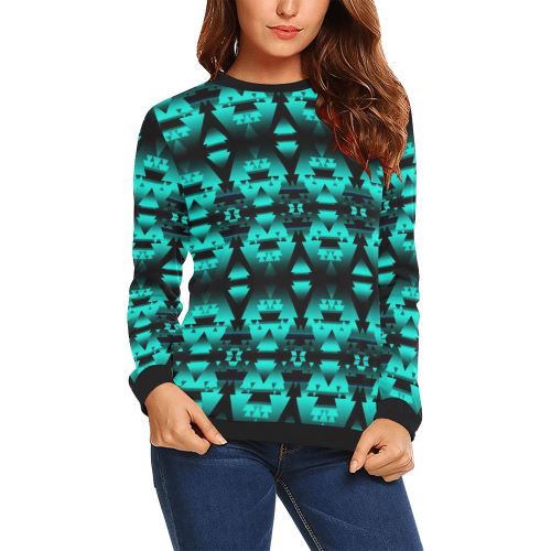 Dark-Deep Lake-Winter-Camp All Over Print Crewneck Sweatshirt for Women (Model H18) Crewneck Sweatshirt for Women (H18) e-joyer
