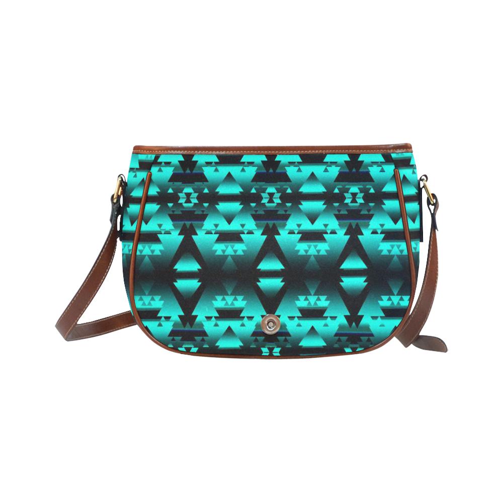 Dark Deep Lake Winter Camp Saddle Bag/Small (Model 1649) Full Customization Saddle Bag/Small (Full Customization) e-joyer