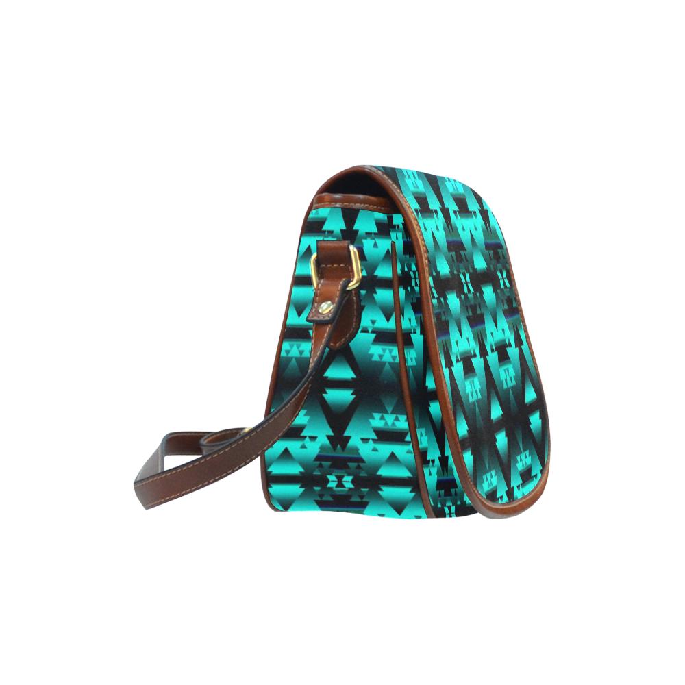 Dark Deep Lake Winter Camp Saddle Bag/Small (Model 1649) Full Customization Saddle Bag/Small (Full Customization) e-joyer