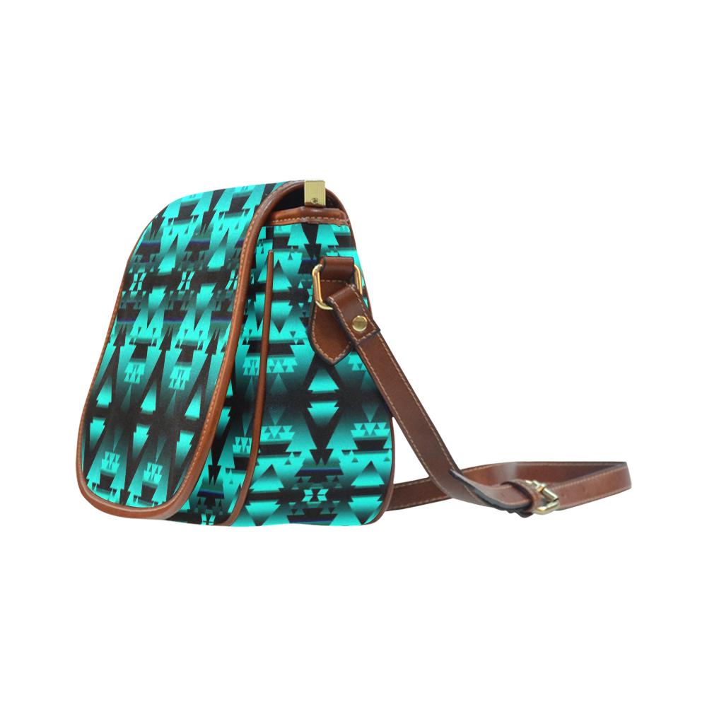 Dark Deep Lake Winter Camp Saddle Bag/Small (Model 1649) Full Customization Saddle Bag/Small (Full Customization) e-joyer