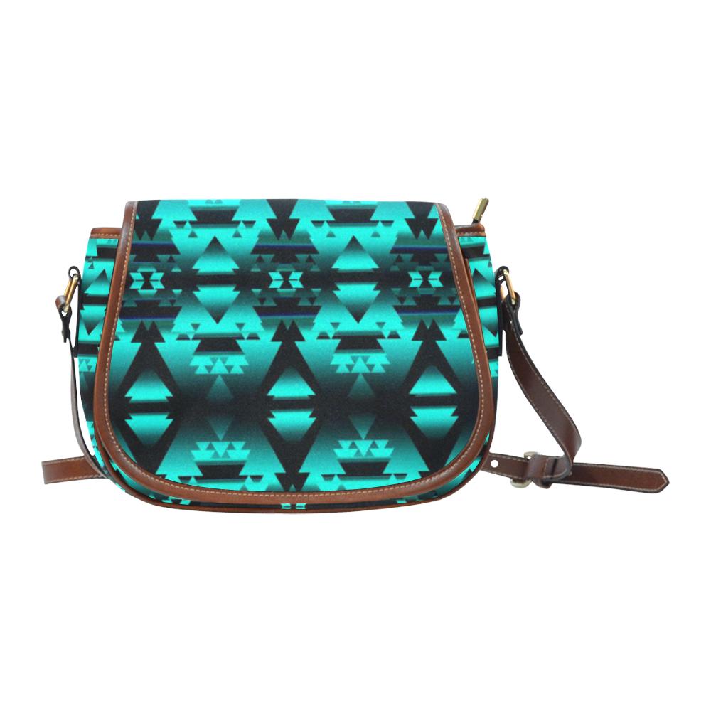 Dark Deep Lake Winter Camp Saddle Bag/Small (Model 1649) Full Customization Saddle Bag/Small (Full Customization) e-joyer
