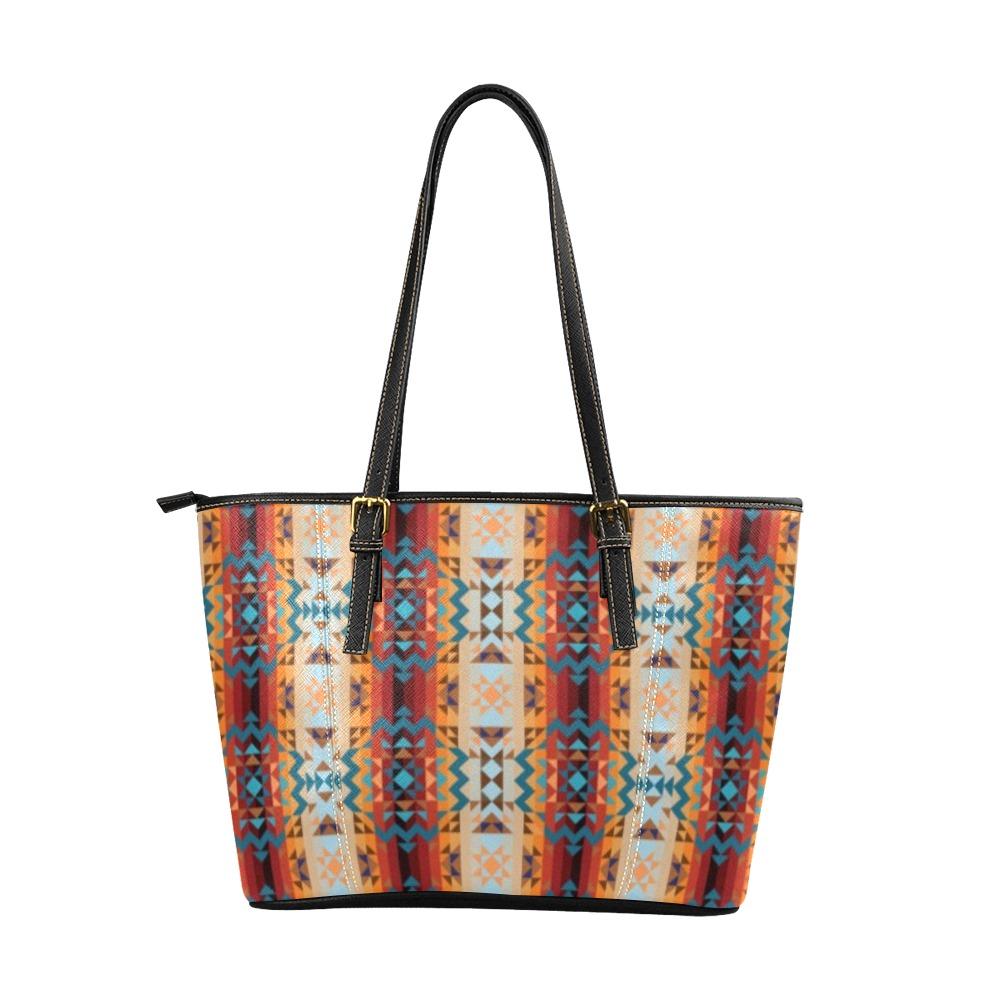 Dark Sandway Leather Tote Bag/Large (Model 1640) Leather Tote Bag (1640) e-joyer