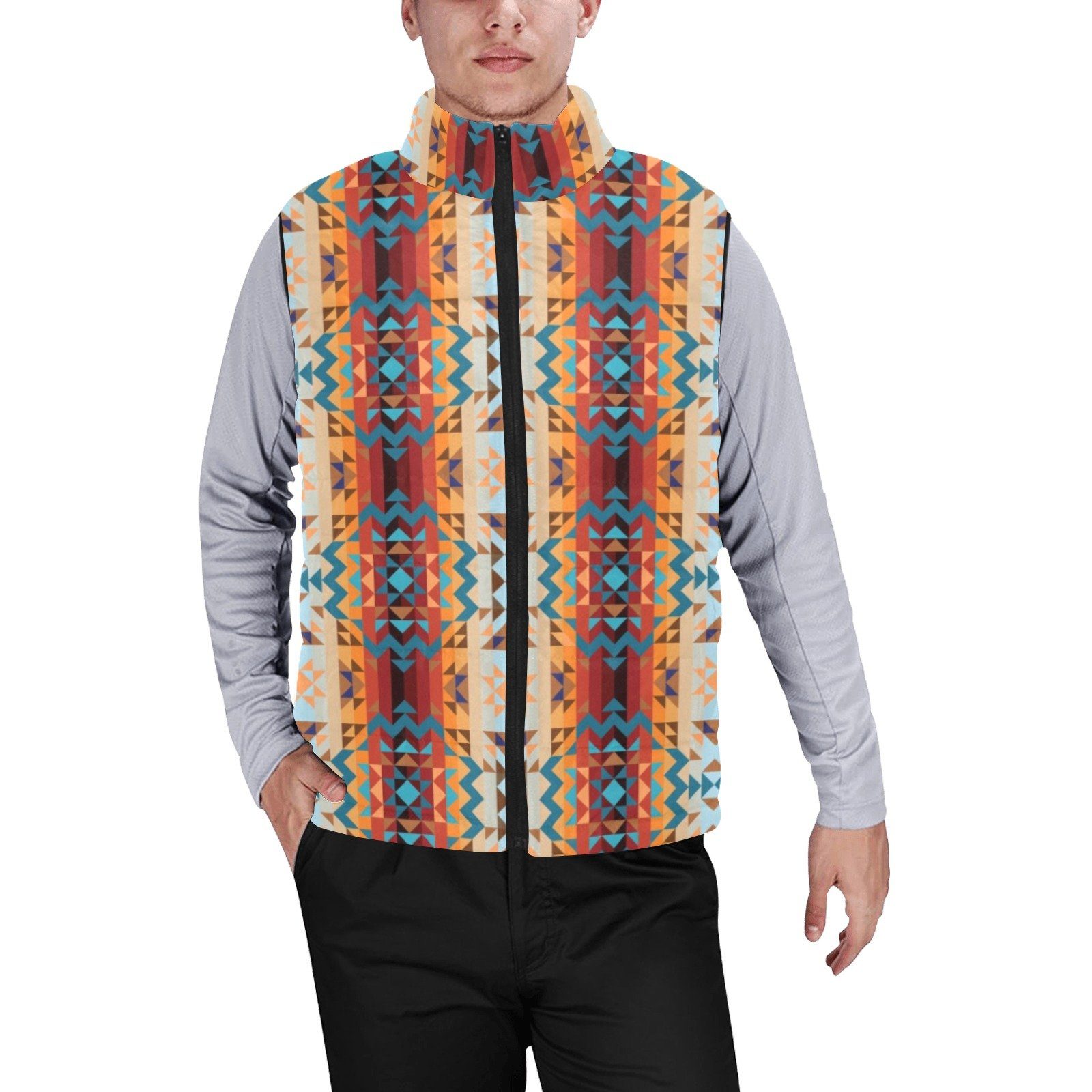 Dark Sandway Men's Padded Vest Jacket (Model H44) Men's Padded Vest Jacket (H44) e-joyer 