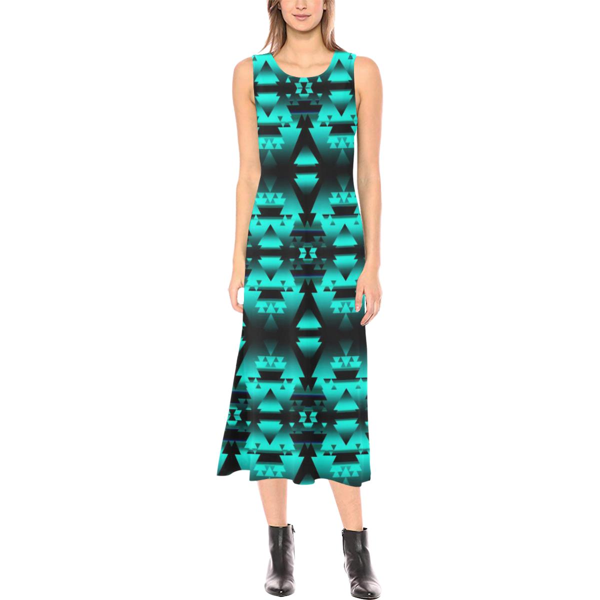 Dark Teal Winter Camp Phaedra Sleeveless Open Fork Long Dress (Model D08) Phaedra Sleeveless Open Fork Long Dress (D08) e-joyer