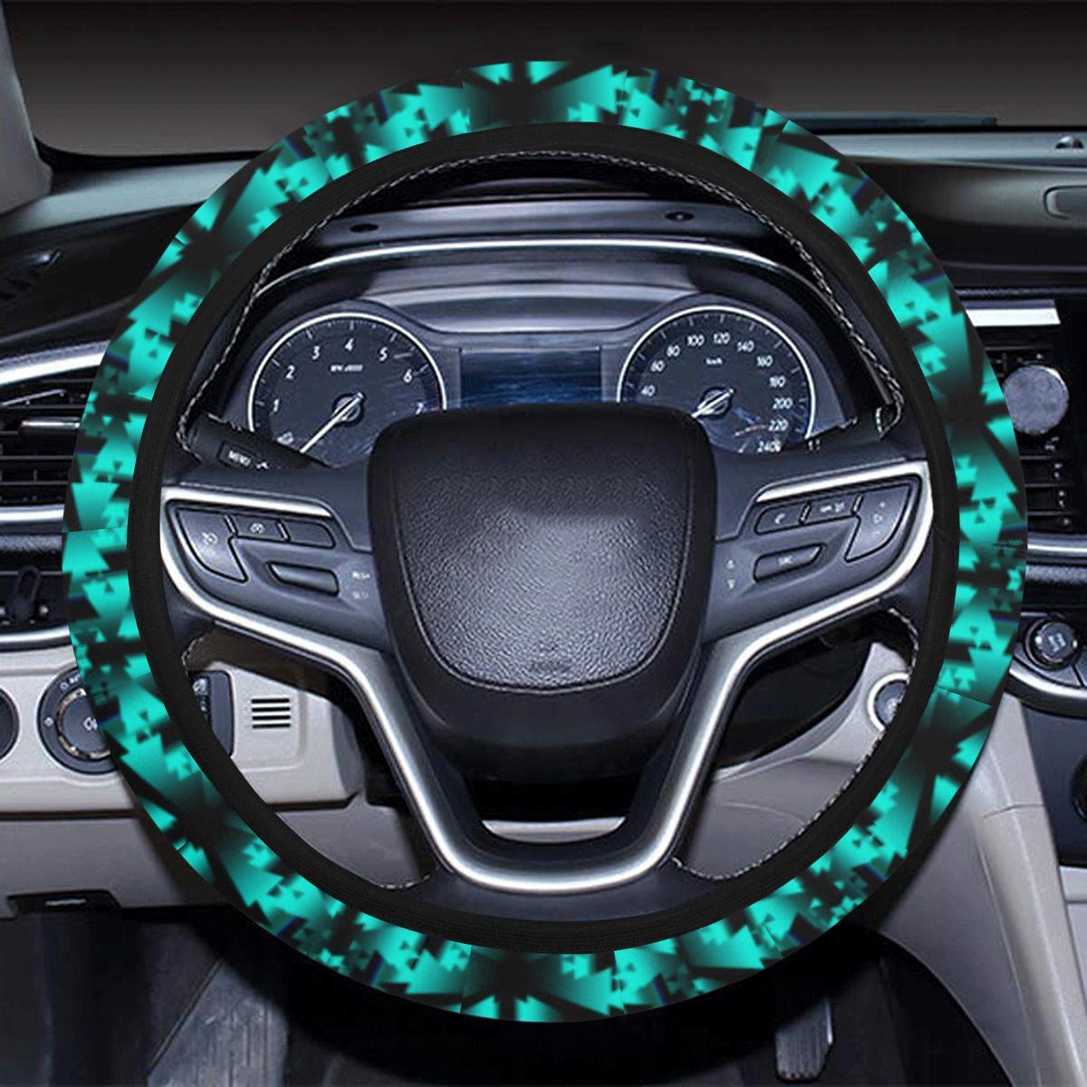 Dark Teal Winter Camp Steering Wheel Cover with Elastic Edge Steering Wheel Cover with Elastic Edge e-joyer 