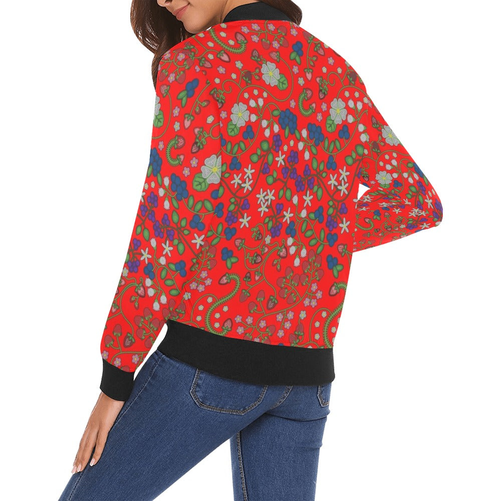 Grandmother Stories Fire All Over Print Bomber Jacket for Women