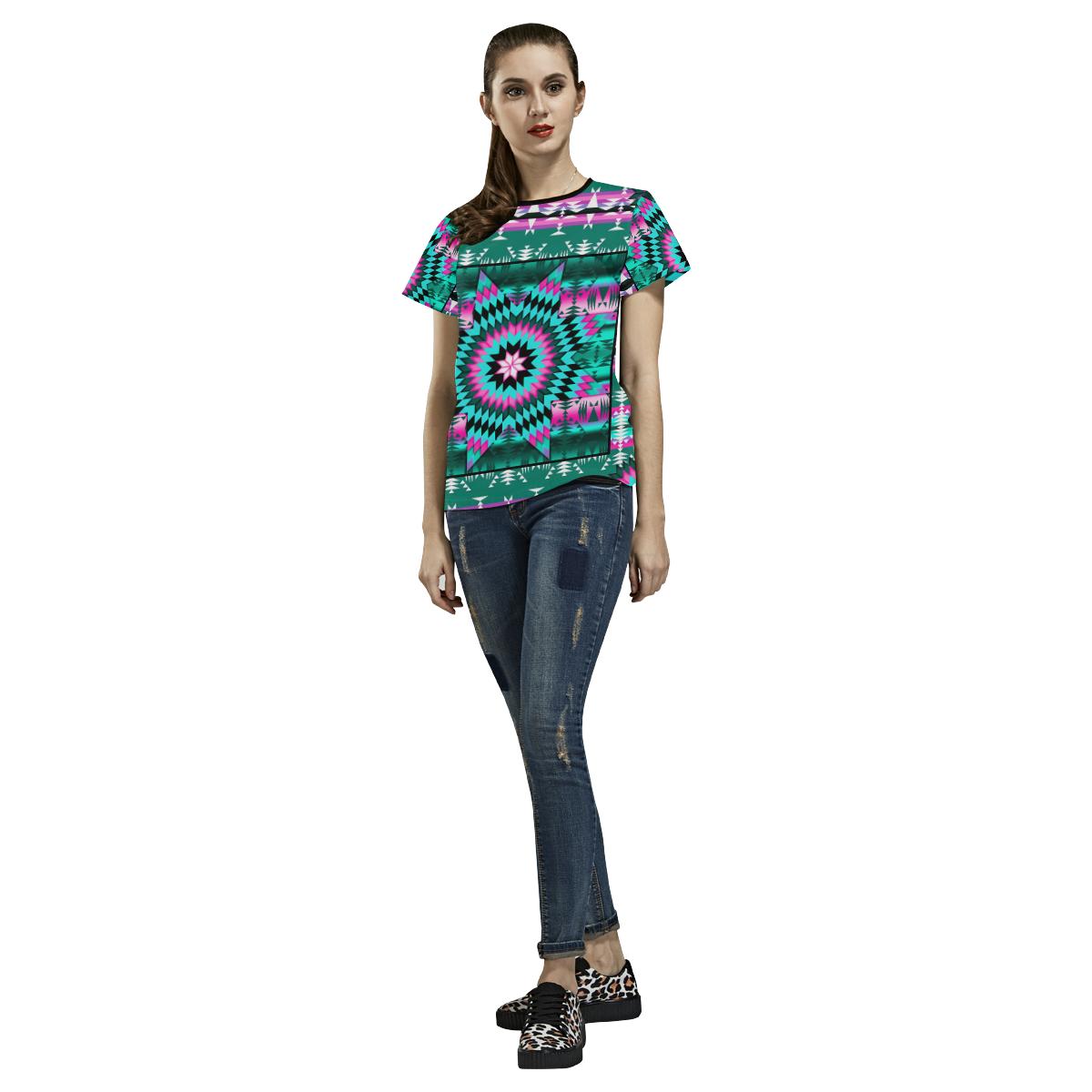 Deep Lake and Sunset Star All Over Print T-shirt for Women/Large Size (USA Size) (Model T40) All Over Print T-Shirt for Women/Large (T40) e-joyer
