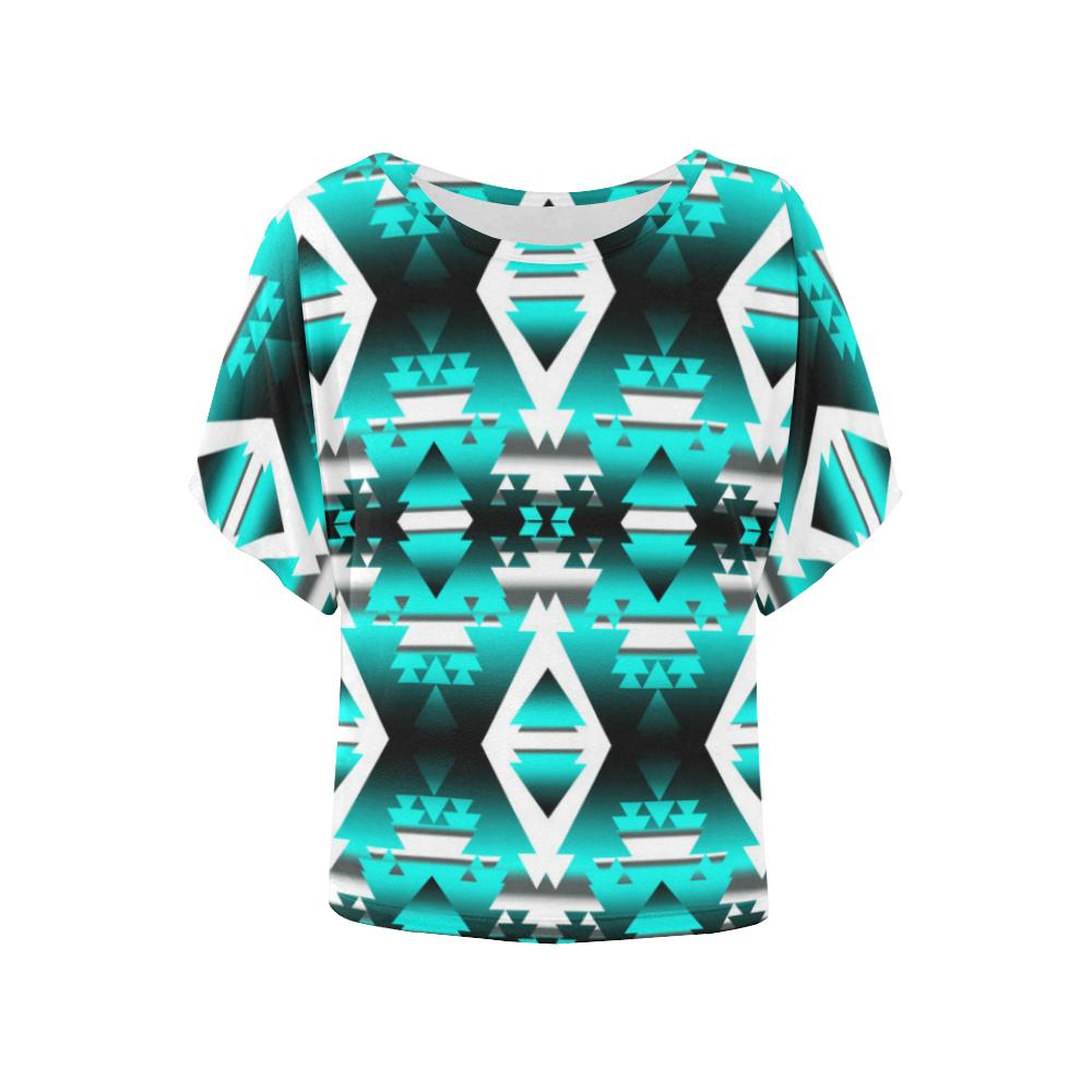 Deep Lake Winter Camp Women's Batwing-Sleeved Blouse T shirt (Model T44) Women's Batwing-Sleeved Blouse T shirt (T44) e-joyer