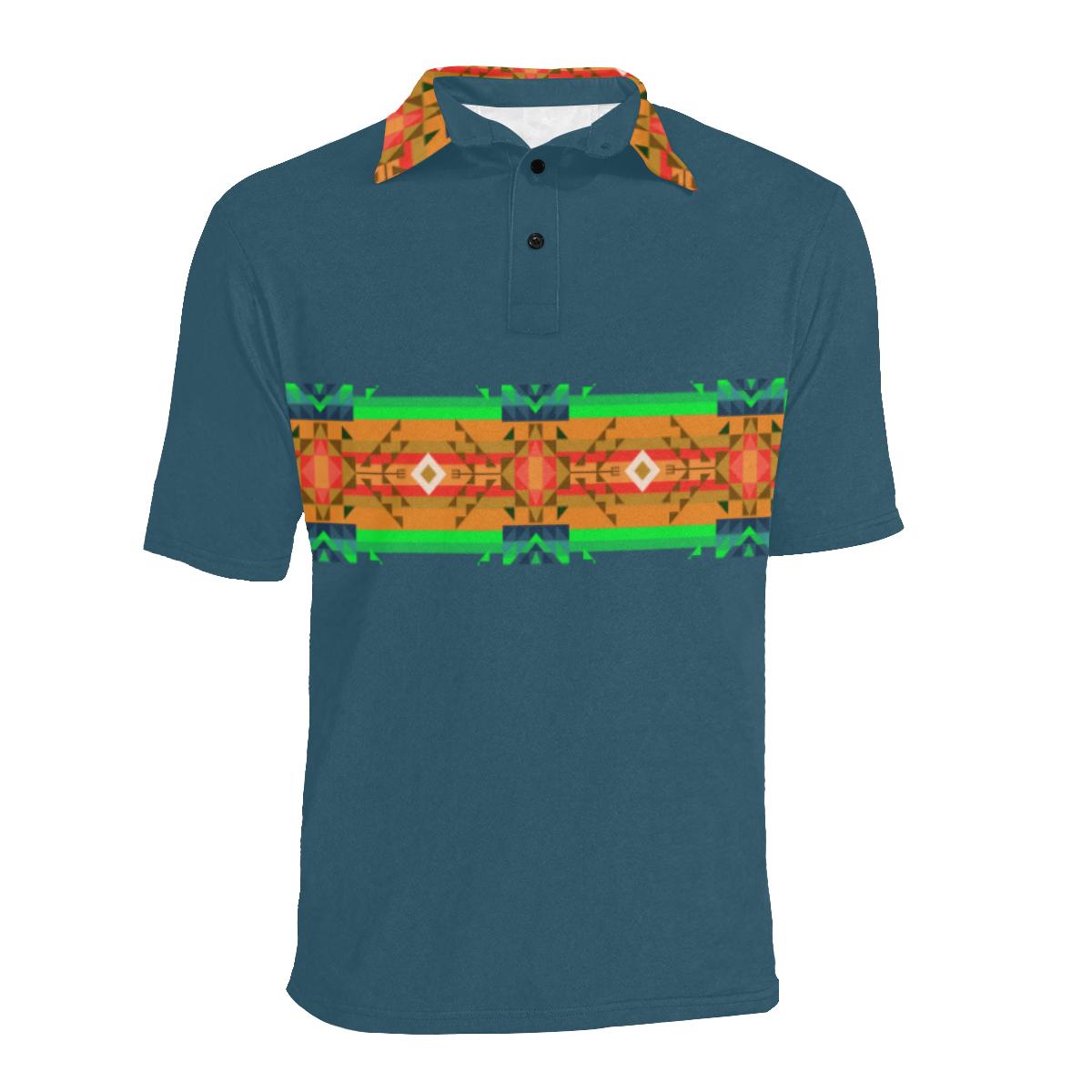 Denim Blanket Strip - I Men's All Over Print Polo Shirt (Model T55) Men's Polo Shirt (Model T55) e-joyer