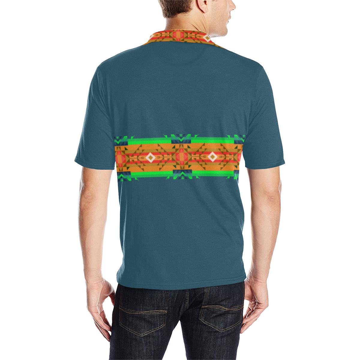 Denim Blanket Strip - I Men's All Over Print Polo Shirt (Model T55) Men's Polo Shirt (Model T55) e-joyer
