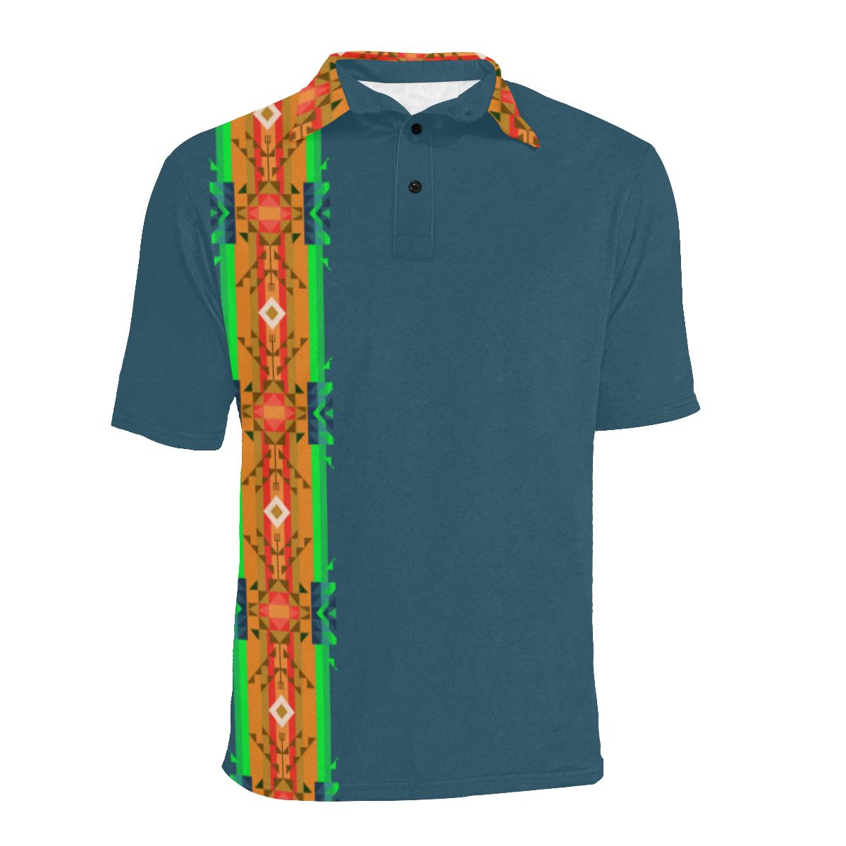 Denim Blanket Strip Men's All Over Print Polo Shirt (Model T55) Men's Polo Shirt (Model T55) e-joyer