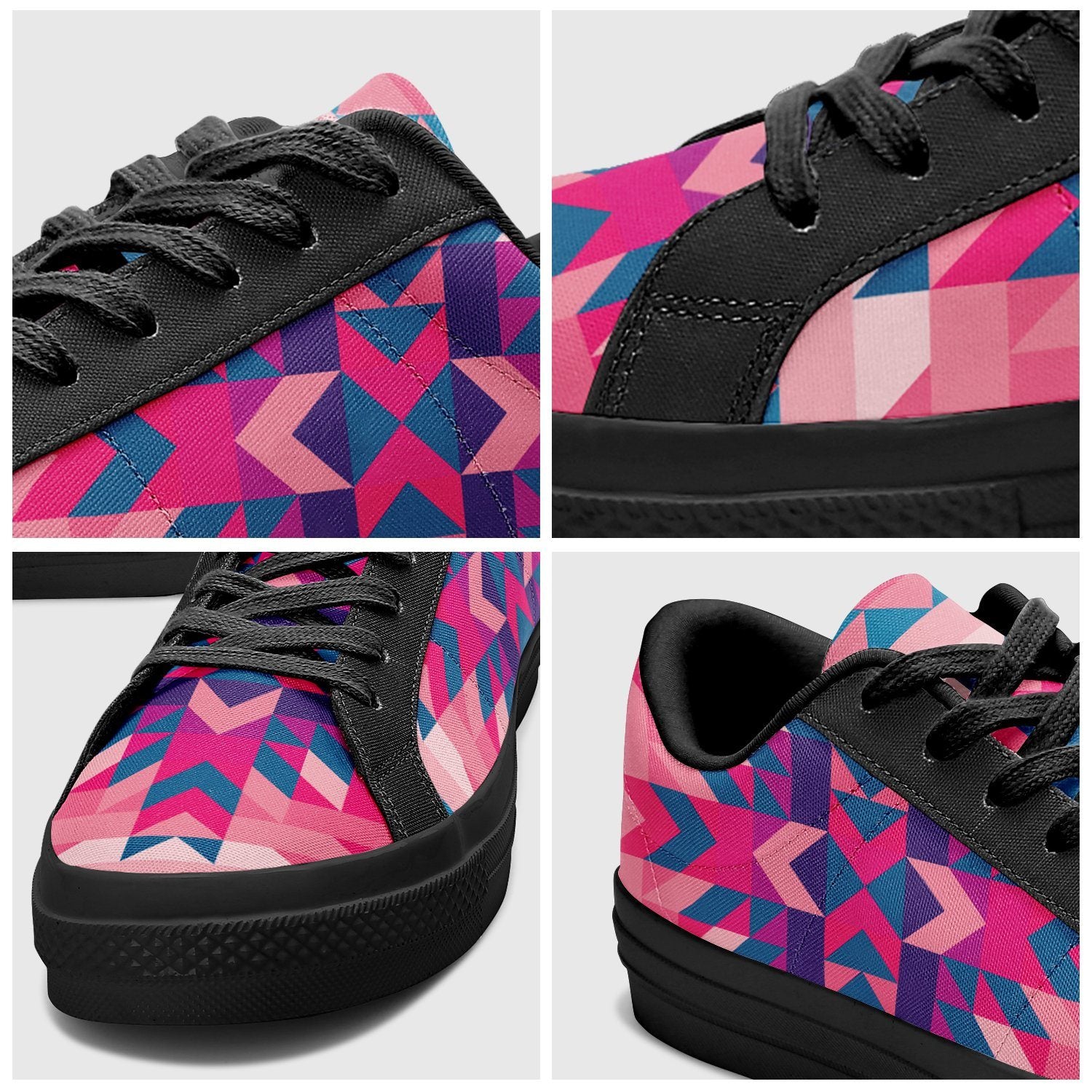 Desert Geo Blue Aapisi Low Top Canvas Shoes Black Sole aapisi Herman