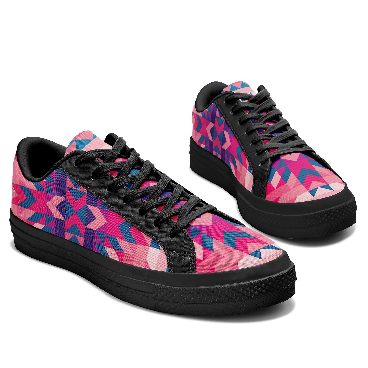 Desert Geo Blue Aapisi Low Top Canvas Shoes Black Sole aapisi Herman