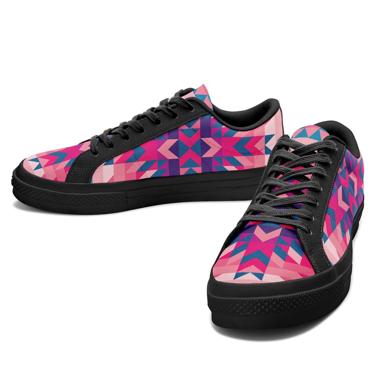 Desert Geo Blue Aapisi Low Top Canvas Shoes Black Sole aapisi Herman