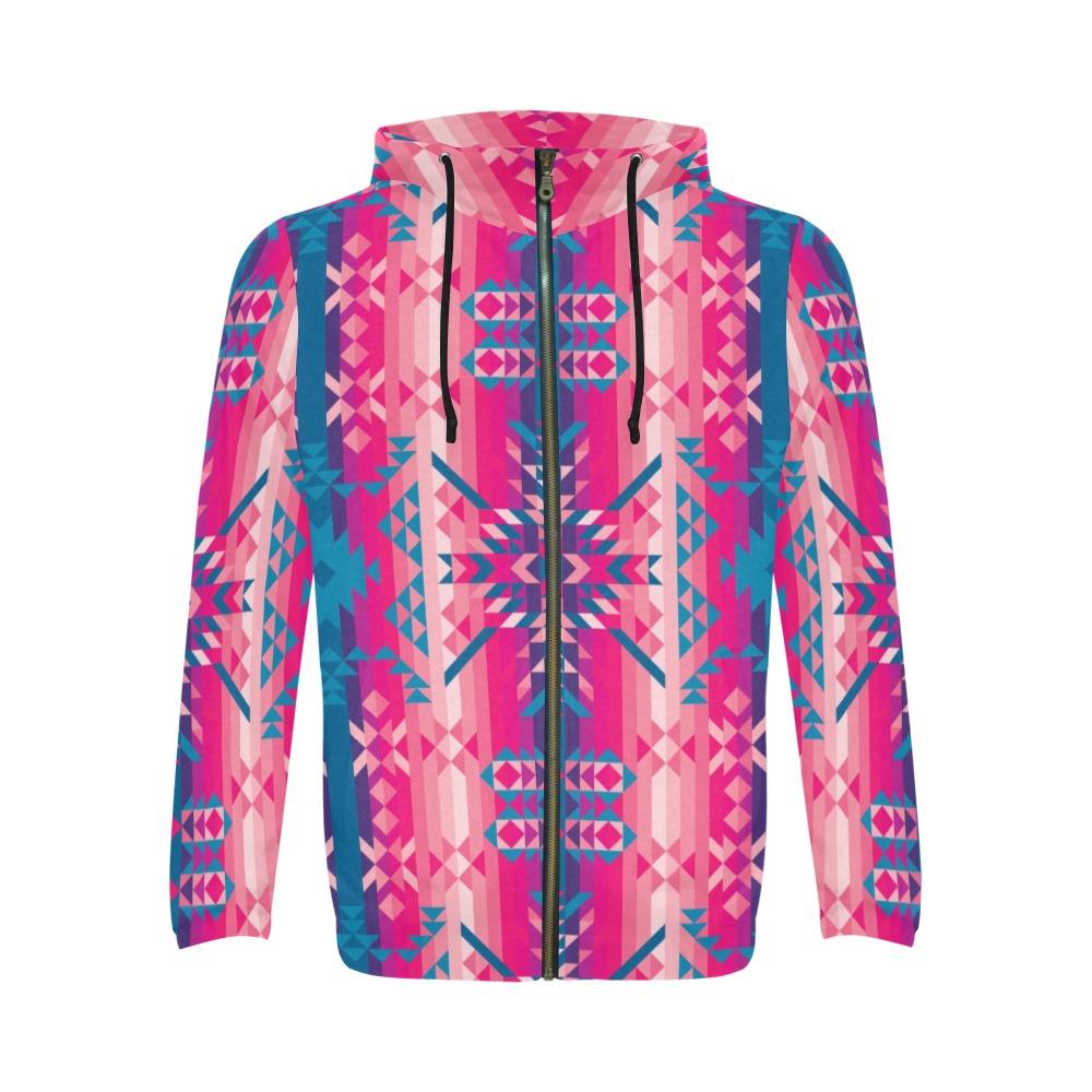 Desert Geo Blue All Over Print Full Zip Hoodie for Men (Model H14) All Over Print Full Zip Hoodie for Men (H14) e-joyer