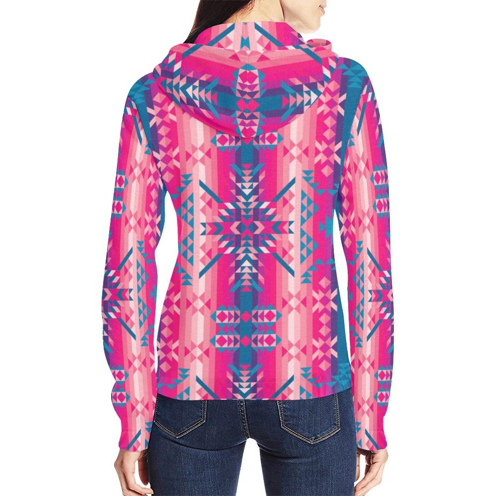 Desert Geo Blue All Over Print Full Zip Hoodie for Women (Model H14) All Over Print Full Zip Hoodie for Women (H14) e-joyer