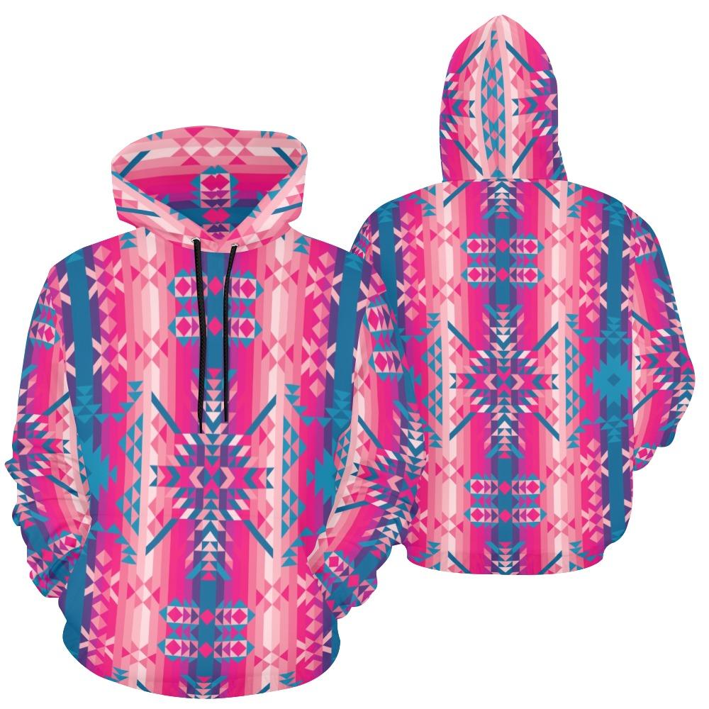 Desert Geo Blue All Over Print Hoodie for Women (USA Size) (Model H13) All Over Print Hoodie for Women (H13) e-joyer
