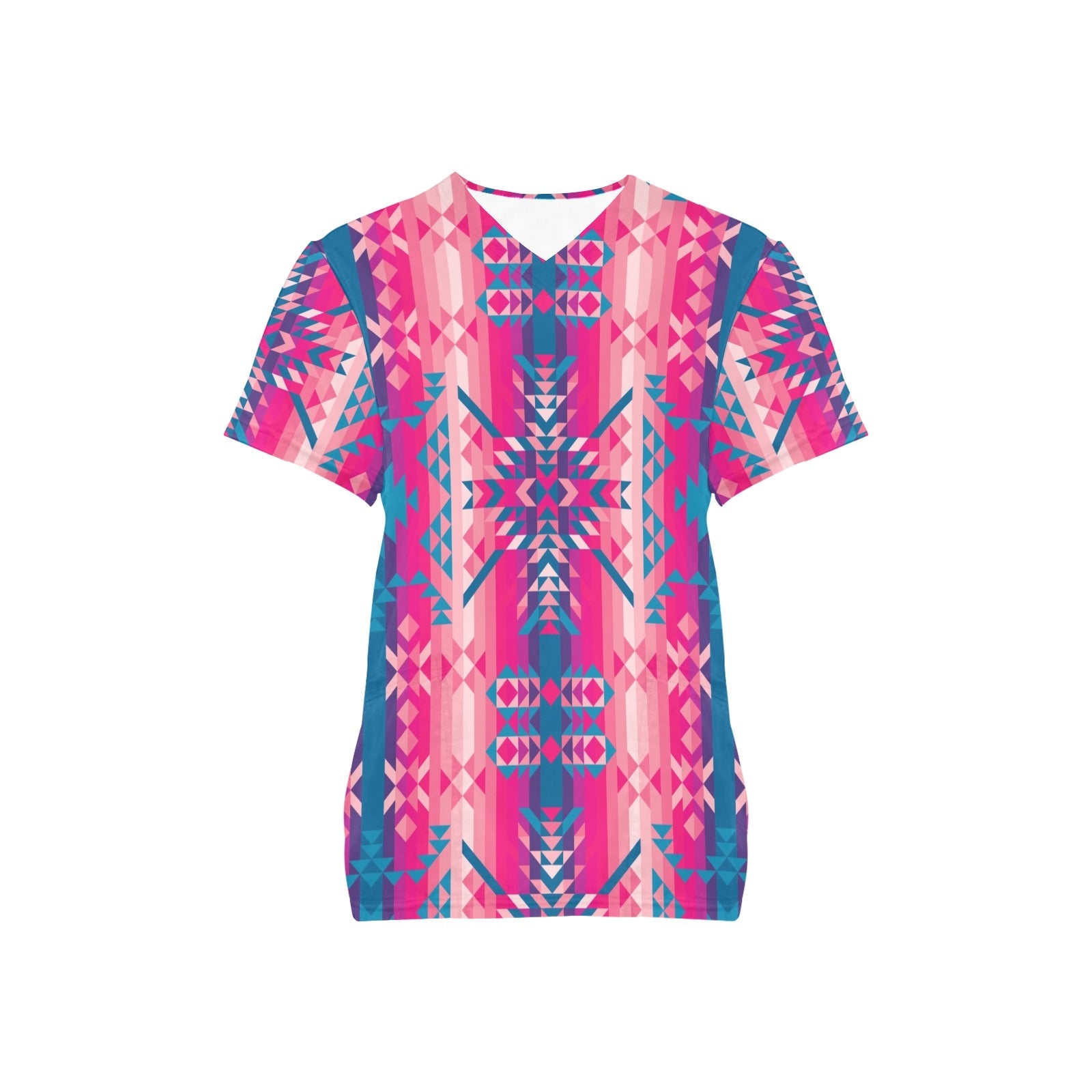 Desert Geo Blue All Over Print Scrub Top Scrub Top e-joyer