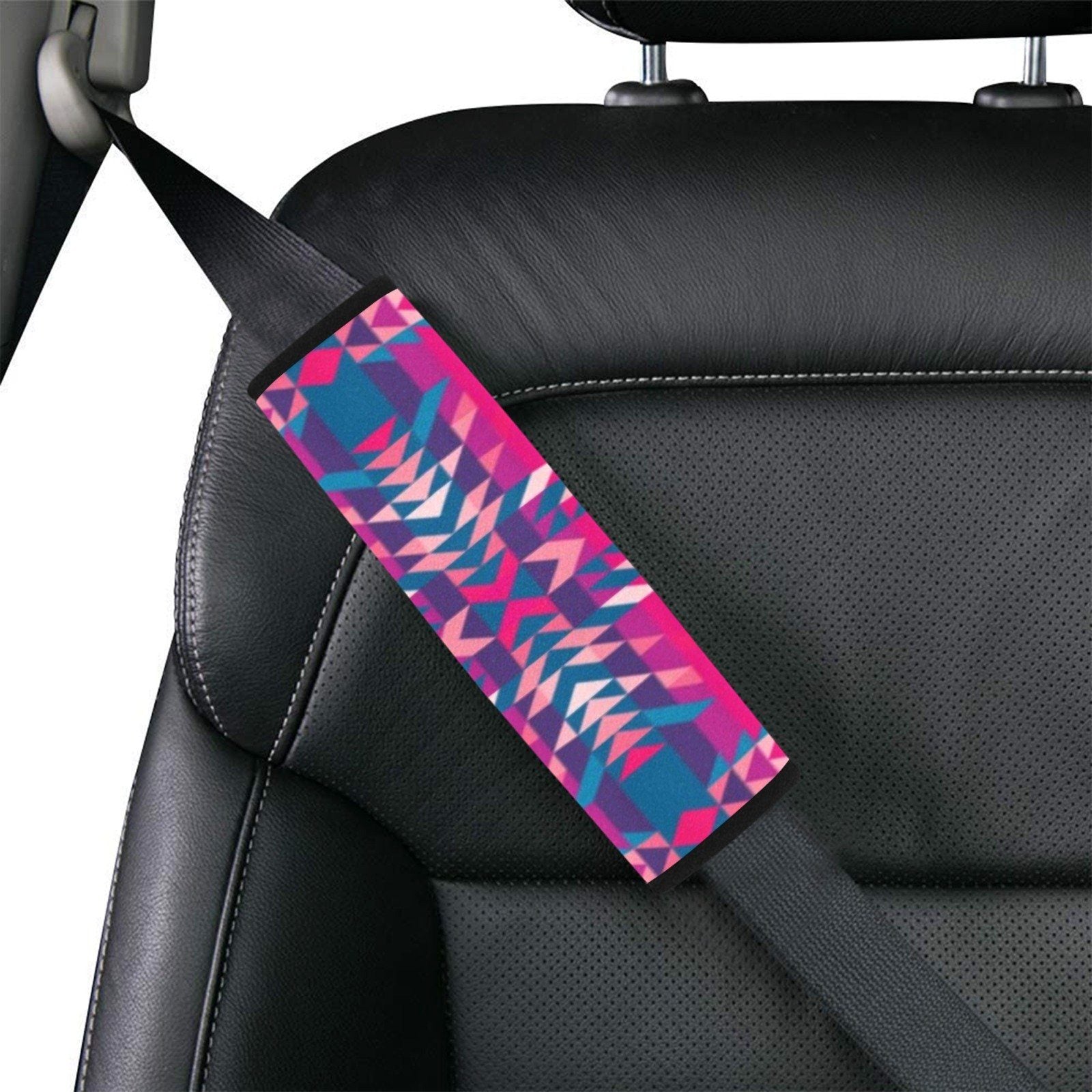 Desert Geo Blue Car Seat Belt Cover 7''x12.6'' (Pack of 2) Car Seat Belt Cover 7x12.6 (Pack of 2) e-joyer