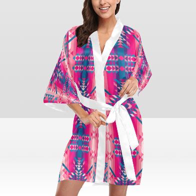 Desert Geo Blue Kimono Robe Artsadd