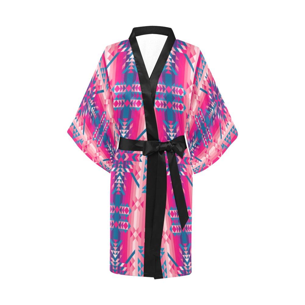Desert Geo Blue Kimono Robe Artsadd