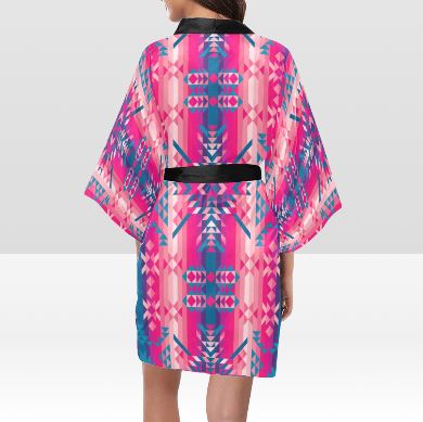 Desert Geo Blue Kimono Robe Artsadd