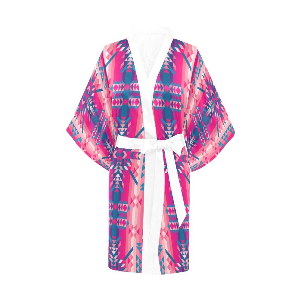 Desert Geo Blue Kimono Robe Artsadd