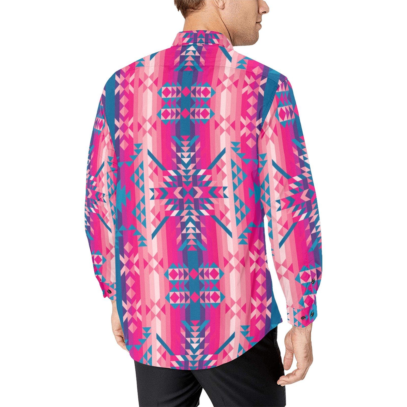 Desert Geo Blue Men's All Over Print Casual Dress Shirt (Model T61) Men's Dress Shirt (T61) e-joyer