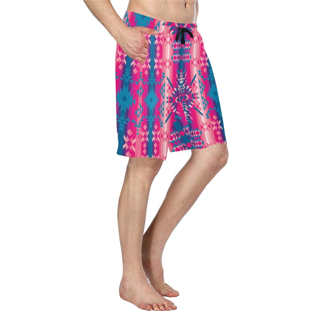 Desert Geo Blue Men's All Over Print Casual Shorts (Model L23) Men's Casual Shorts (L23) e-joyer