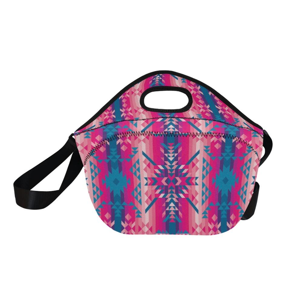 Desert Geo Blue Neoprene Lunch Bag/Large (Model 1669) bag e-joyer