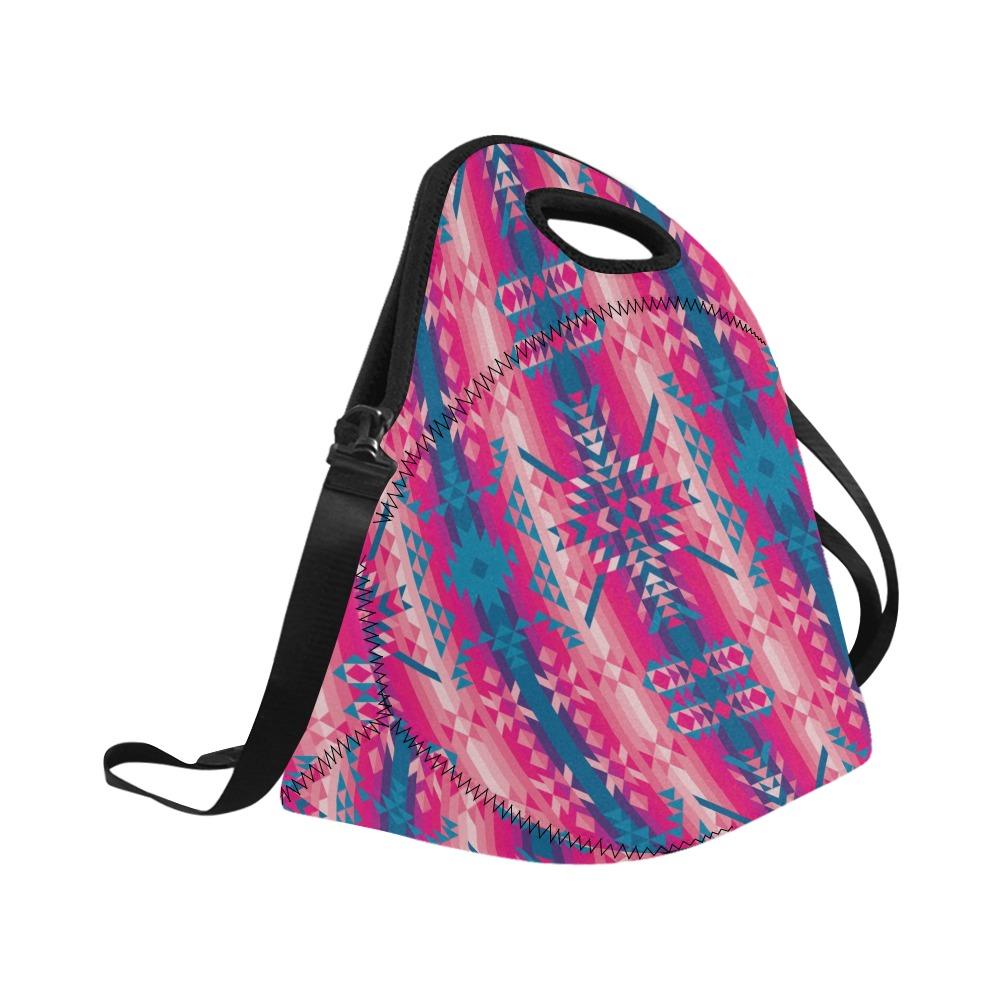Desert Geo Blue Neoprene Lunch Bag/Large (Model 1669) bag e-joyer