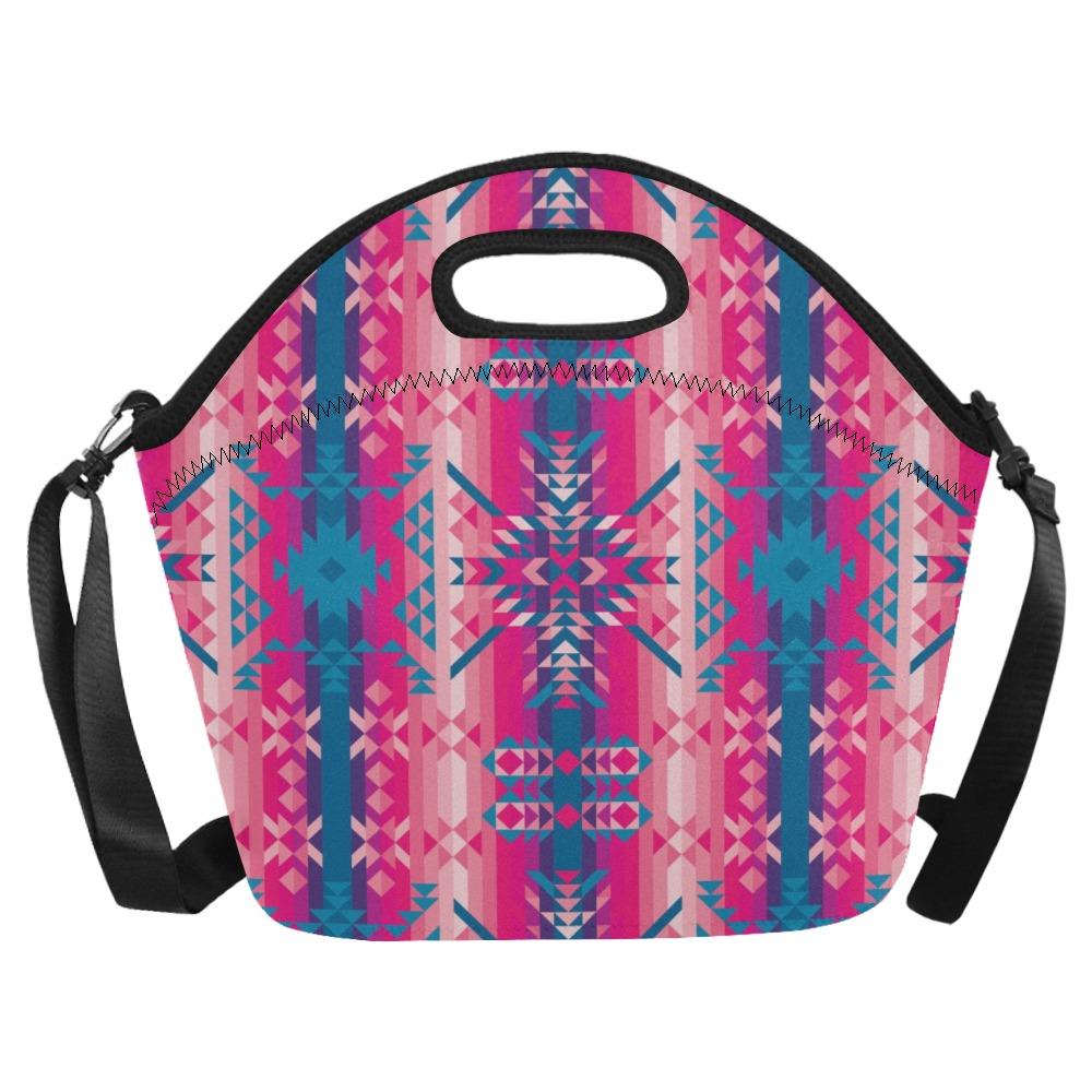 Desert Geo Blue Neoprene Lunch Bag/Large (Model 1669) bag e-joyer