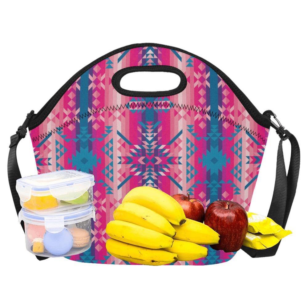 Desert Geo Blue Neoprene Lunch Bag/Large (Model 1669) bag e-joyer