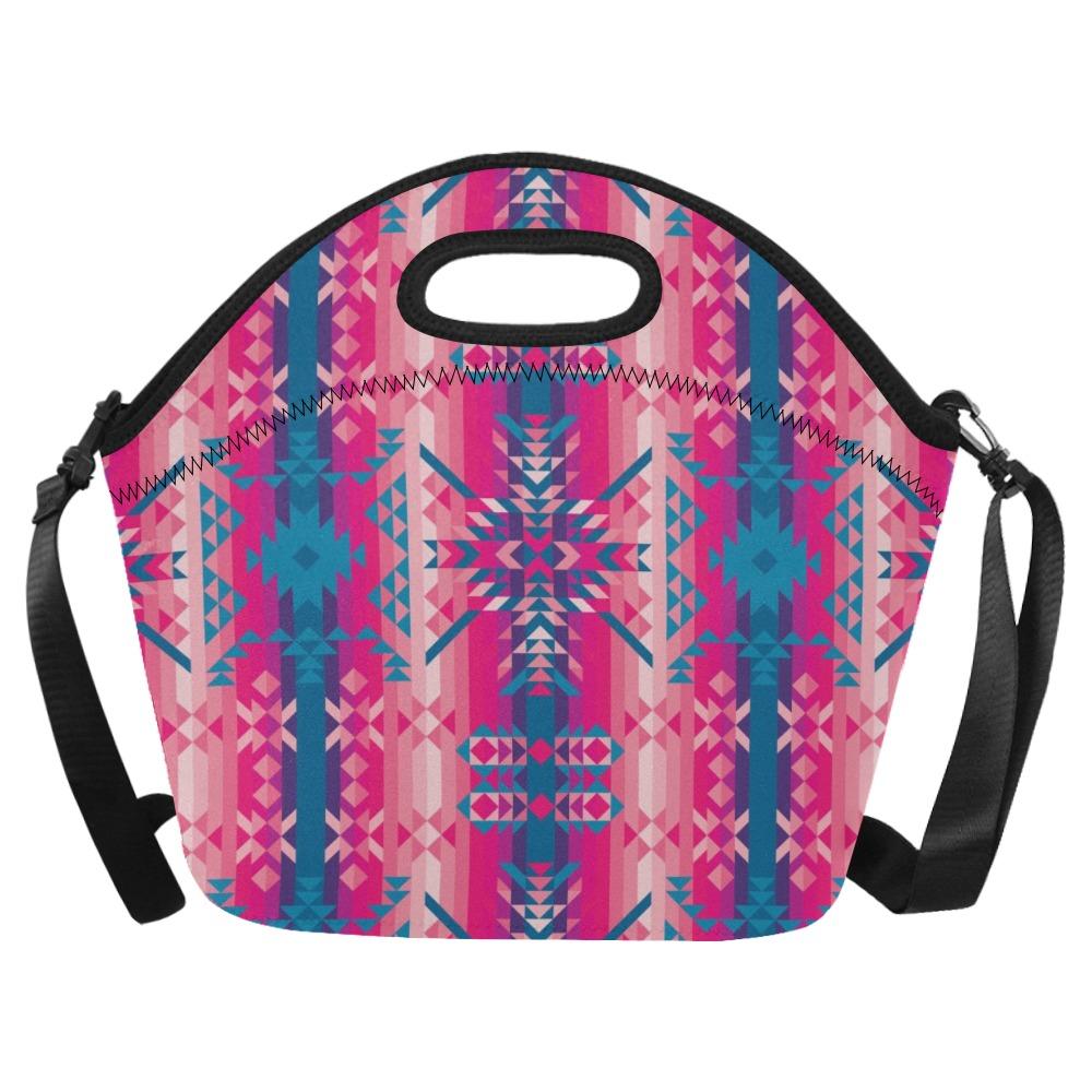 Desert Geo Blue Neoprene Lunch Bag/Large (Model 1669) bag e-joyer