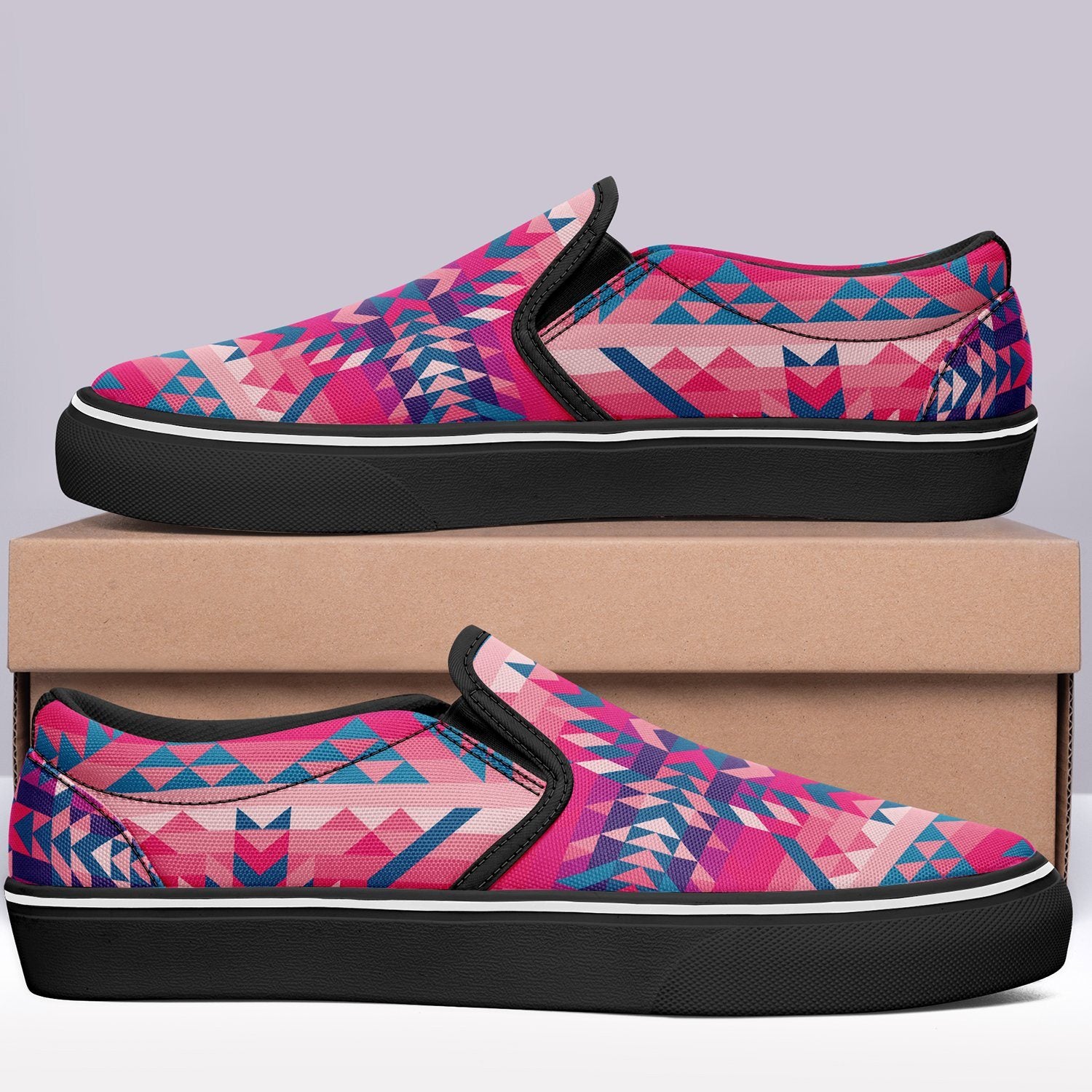 Desert Geo Blue Otoyimm Canvas Slip On Shoes otoyimm Herman