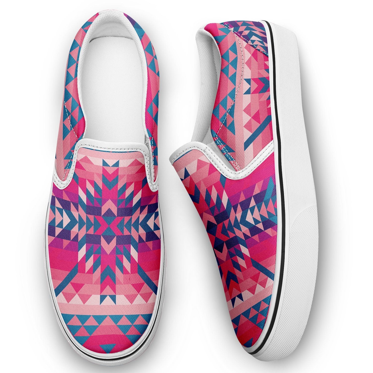 Desert Geo Blue Otoyimm Canvas Slip On Shoes otoyimm Herman
