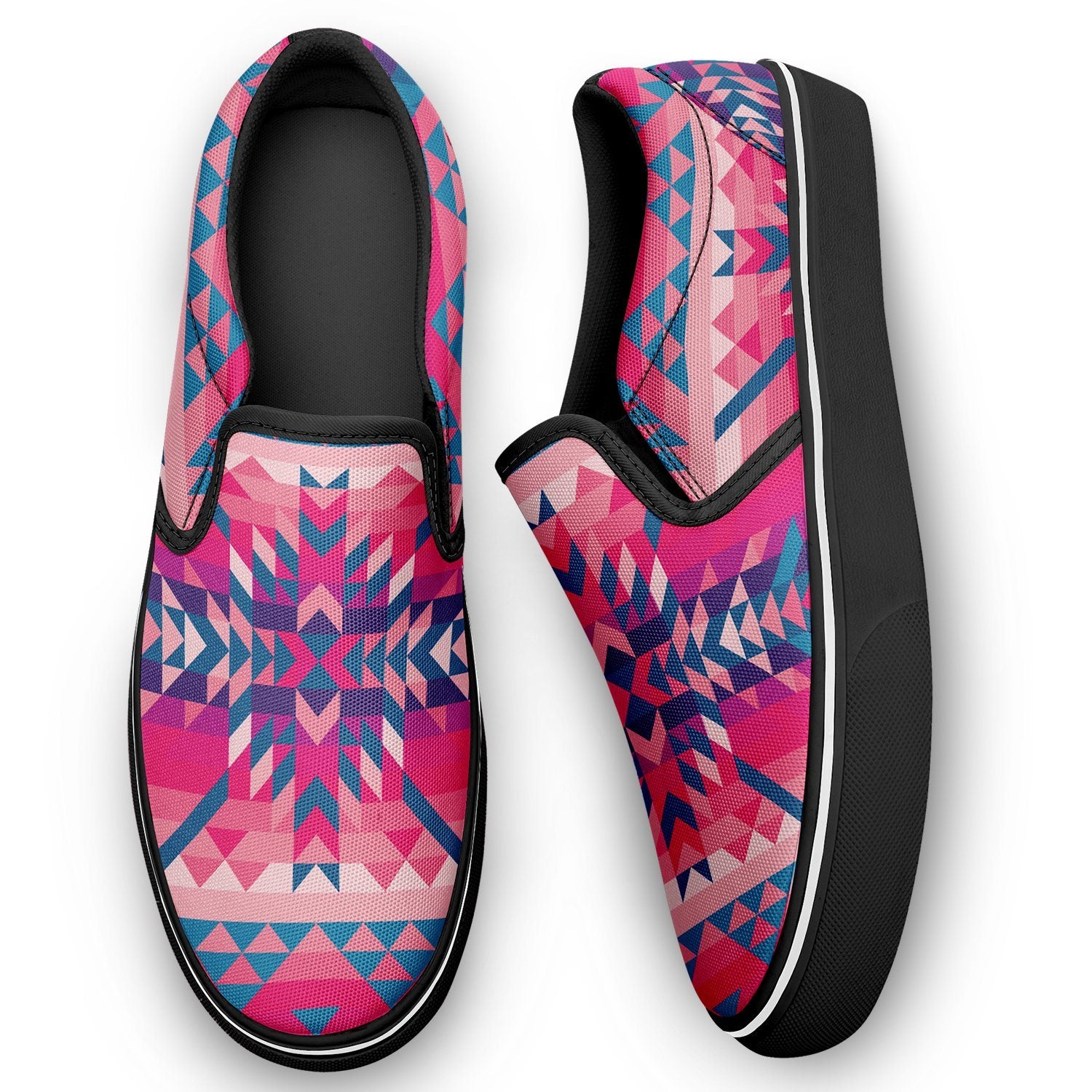 Desert Geo Blue Otoyimm Canvas Slip On Shoes otoyimm Herman