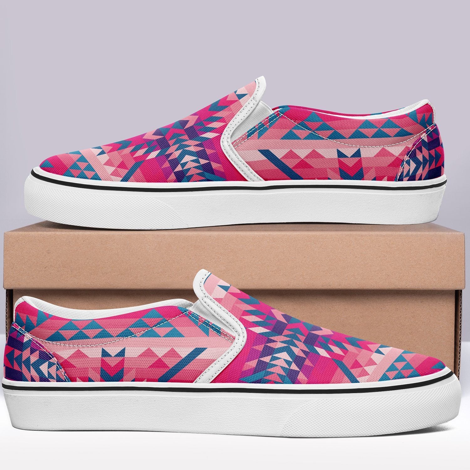 Desert Geo Blue Otoyimm Canvas Slip On Shoes otoyimm Herman