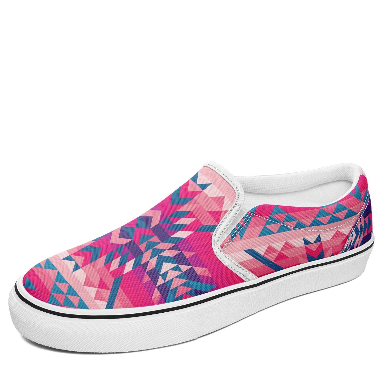 Desert Geo Blue Otoyimm Canvas Slip On Shoes otoyimm Herman US Youth 1 / EUR 32 White Sole