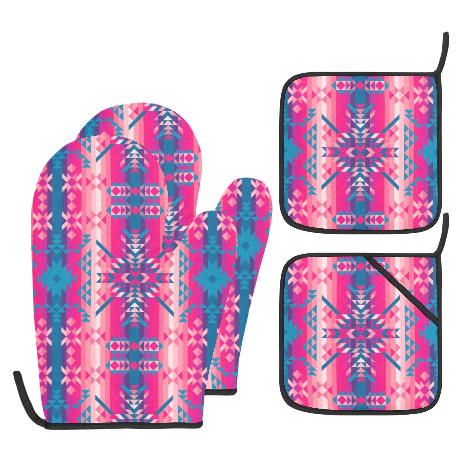 Desert Geo Blue Oven Mitt & Pot Holder Oven Mitt & Pot Holder e-joyer