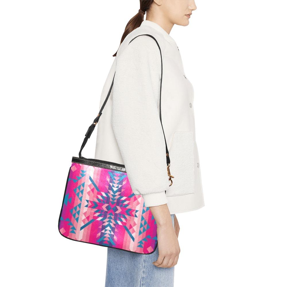 Desert Geo Blue Small Shoulder Bag (Model 1710) Small Shoulder Bag (1710) e-joyer
