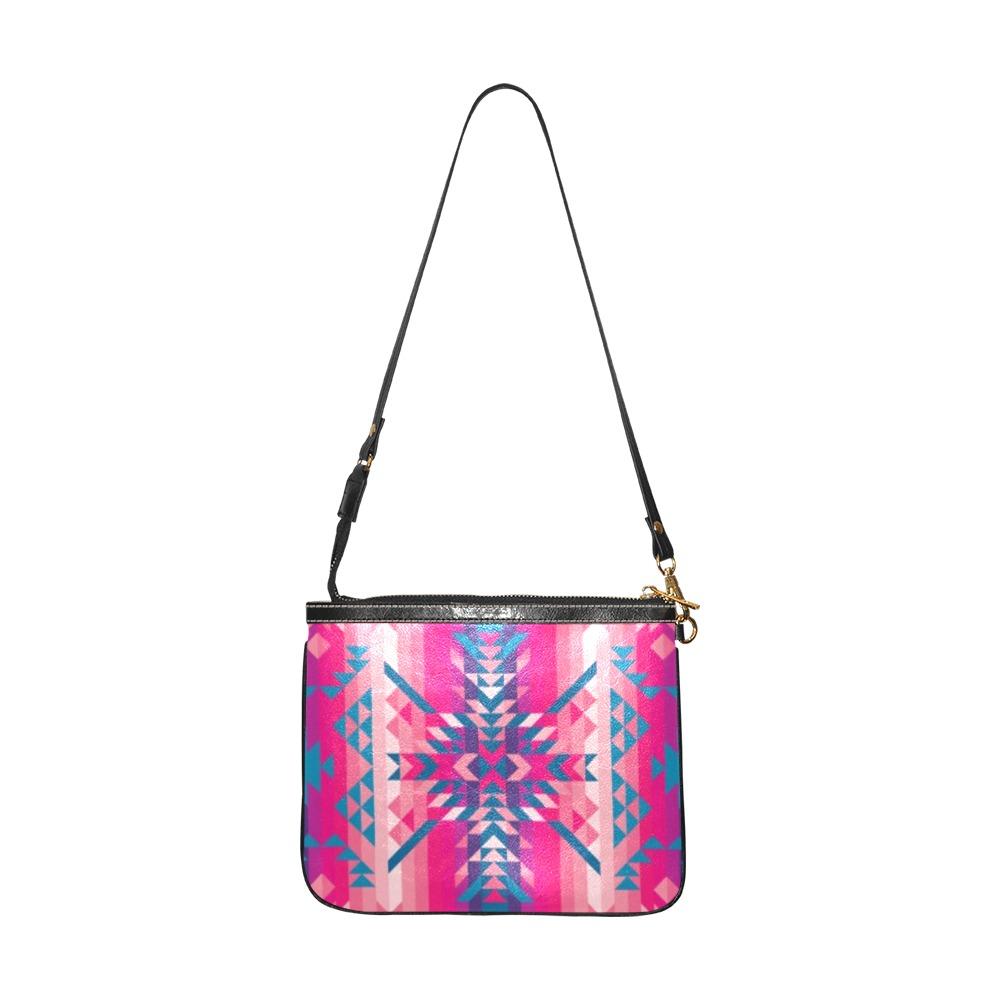 Desert Geo Blue Small Shoulder Bag (Model 1710) Small Shoulder Bag (1710) e-joyer