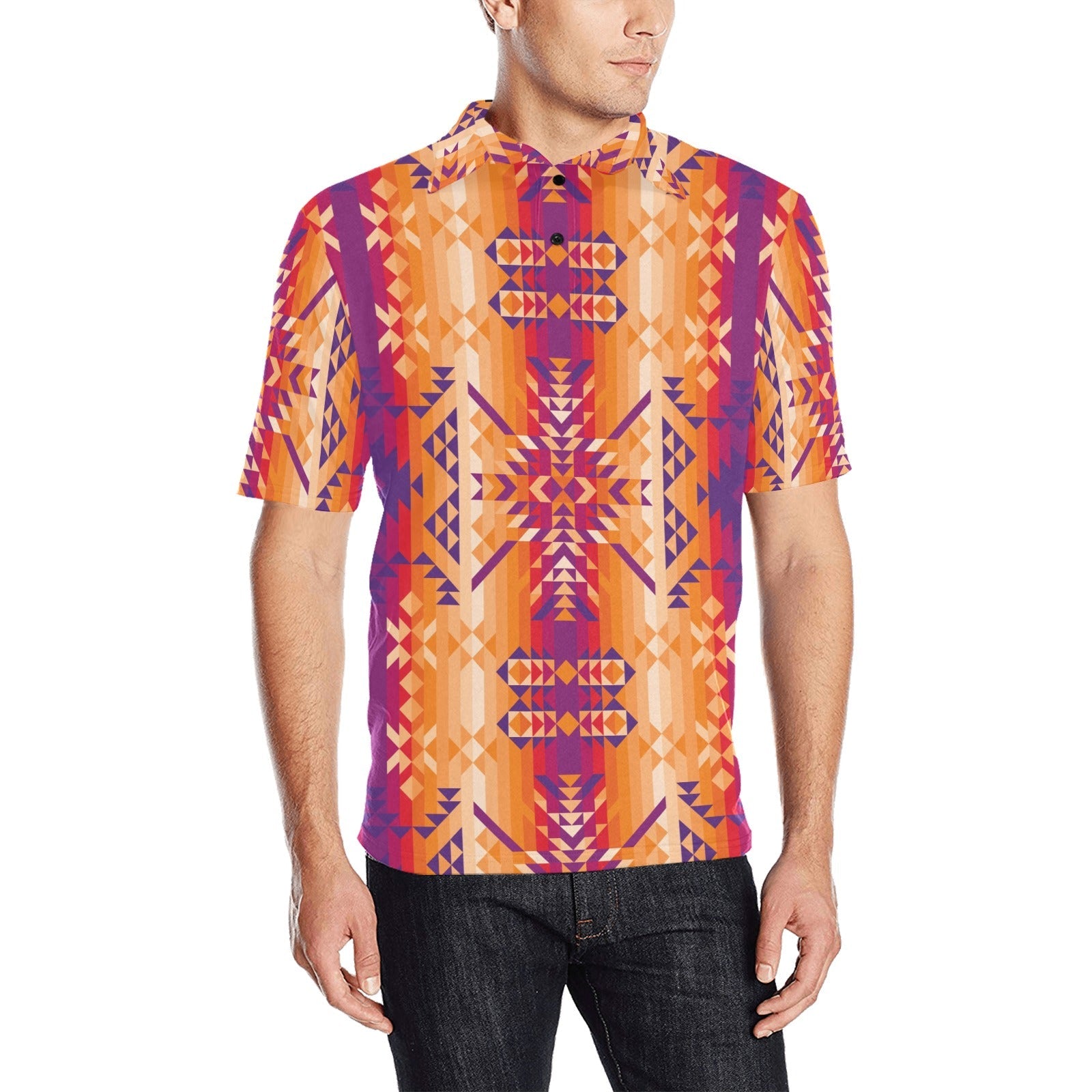 Desert Geo Men's All Over Print Polo Shirt (Model T55) Men's Polo Shirt (Model T55) e-joyer