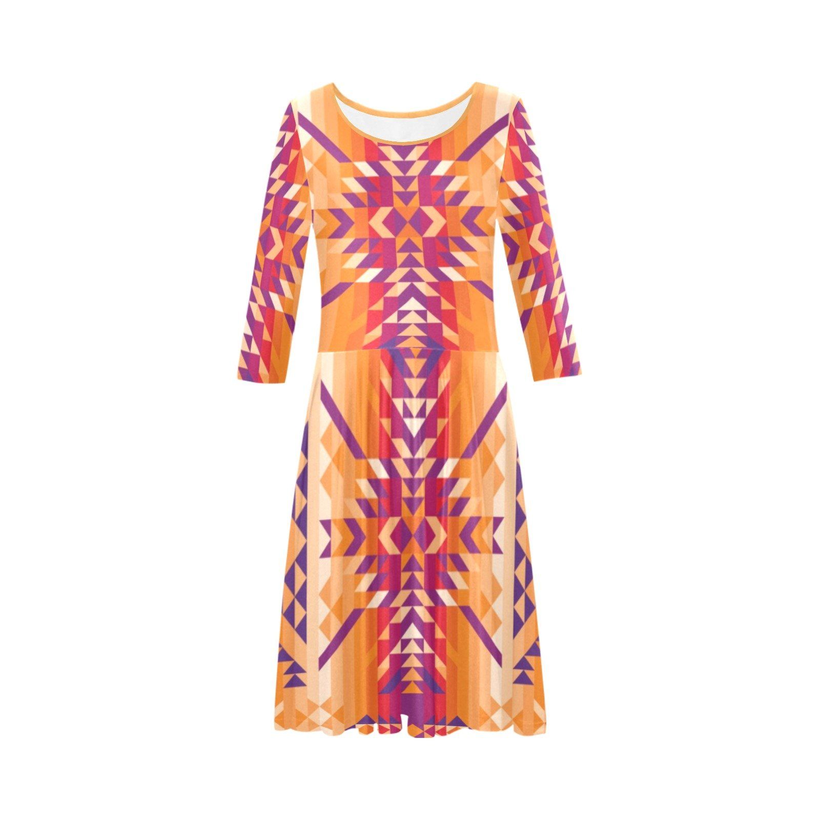 Desert Geo Tethys Half-Sleeve Skater Dress(Model D20) Tethys Half-Sleeve Skater Dress (D20) e-joyer