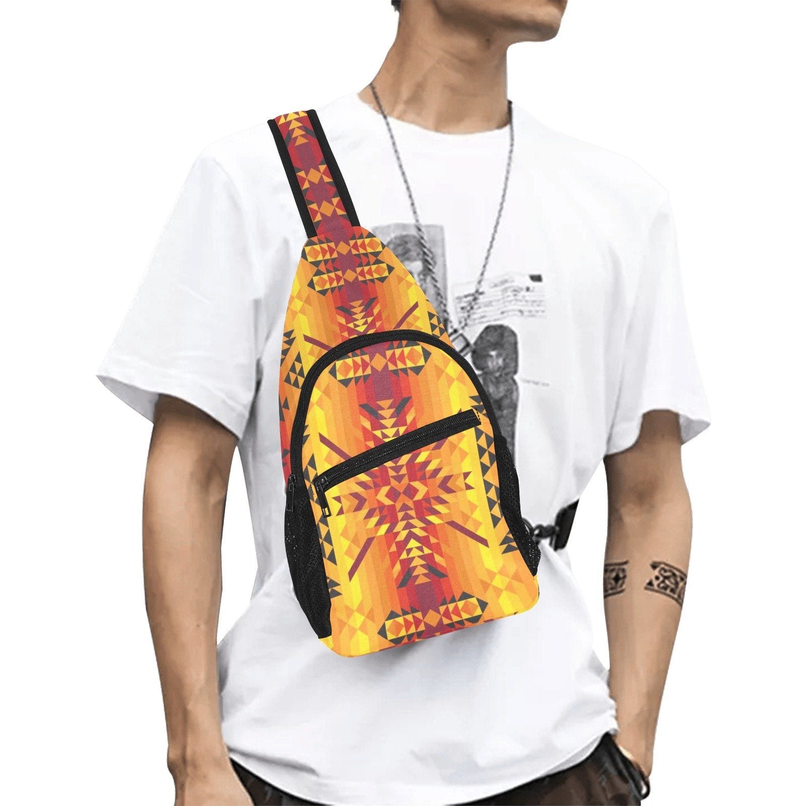 Desert Geo Yellow Red All Over Print Chest Bag (Model 1719) All Over Print Chest Bag (1719) e-joyer 