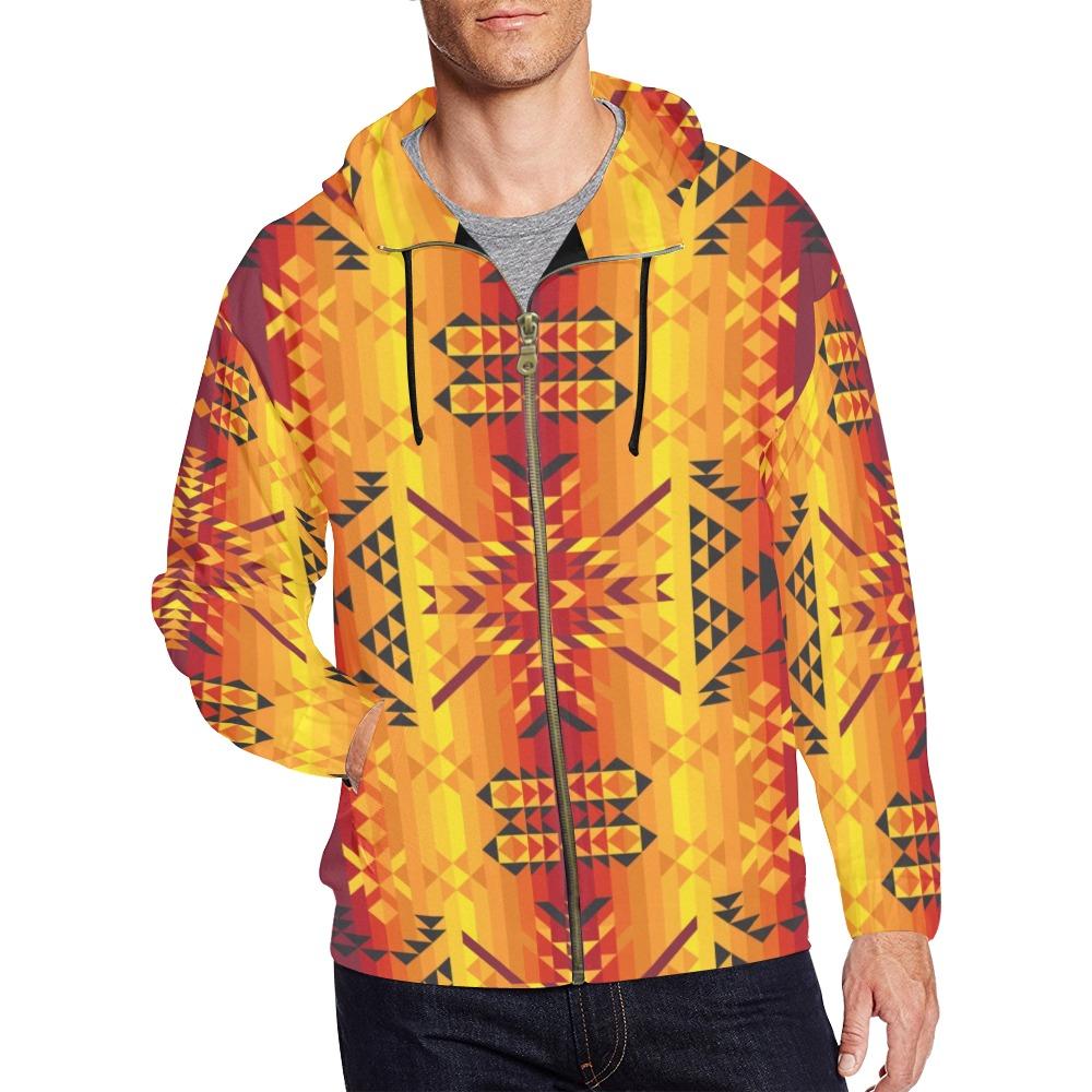 Desert Geo Yellow Red All Over Print Full Zip Hoodie for Men (Model H14) All Over Print Full Zip Hoodie for Men (H14) e-joyer