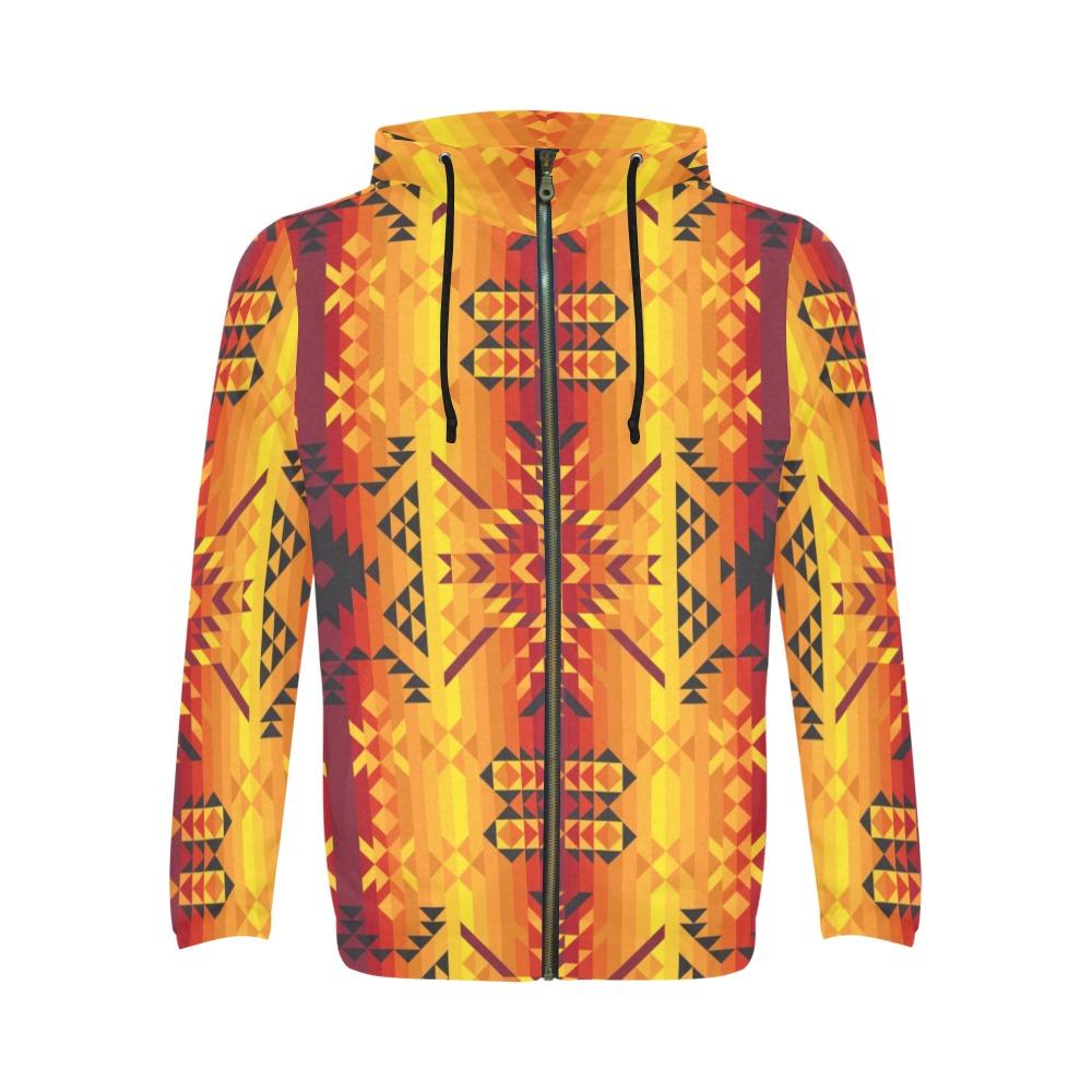 Desert Geo Yellow Red All Over Print Full Zip Hoodie for Men (Model H14) All Over Print Full Zip Hoodie for Men (H14) e-joyer