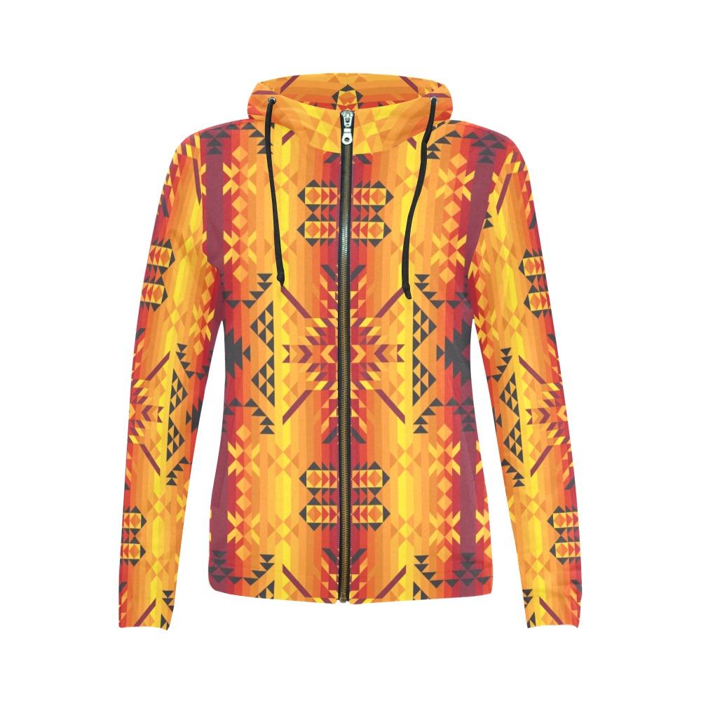 Desert Geo Yellow Red All Over Print Full Zip Hoodie for Women (Model H14) All Over Print Full Zip Hoodie for Women (H14) e-joyer